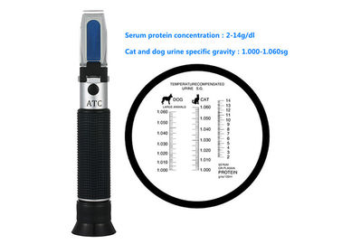 Rifrattometro tenuto in mano leggero, rifrattometro clinico dell'animale domestico dell'urina temporaneo 10~30 gradi