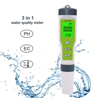 Tester 3 in 1 per la qualità dell'acqua - Misuratore pH/EC/Temp con ATC per casa, acquario e laboratorio