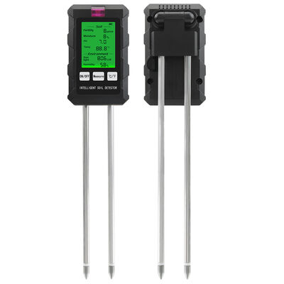 YiERYi 6-IN-1 Detettore di suolo 3.5-9pH/0-99% umidità/0-3000μs/cm Fertilità 90° schermo rotabile