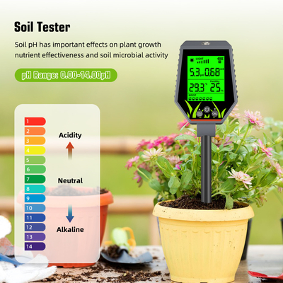 YIERYI 6 in 1 PH / EC / umidità / luce solare / umidità dell' aria Analisatore digitale del suolo