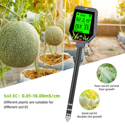YIERYI 6 in 1 PH / EC / umidità / luce solare / umidità dell' aria Analisatore digitale del suolo