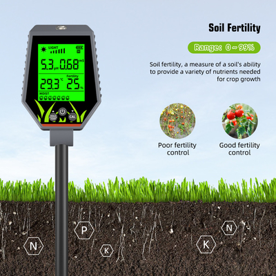 YIERYI 6 in 1 PH / EC / umidità / luce solare / umidità dell' aria Analisatore digitale del suolo