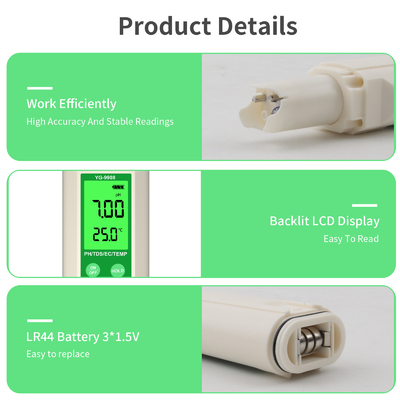 YiERYi YG-9908 4 in 1 Tester di qualità dell' acqua PH / TDS / EC / Temperatura Multifunzione Pen di prova con alta precisione design portatile