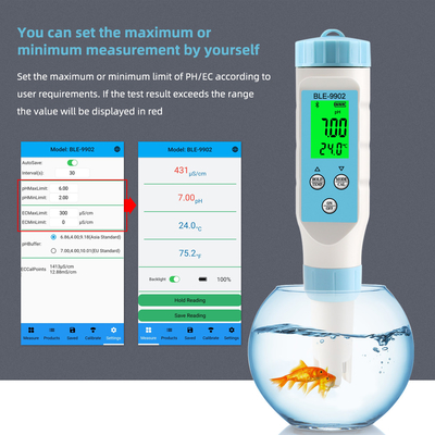 YierYi BLE-9902 3-in-1 Digital pH Meter con Bluetooth di Yieryi   Perfetto per testare EC, temperatura e pH in piscine, acquari e sistemi idroponici