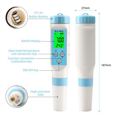 Yieryi BLE-9902 Bluetooth pH Meter   Multi-Function EC & Temperature Tester per piscine, acquari e acqua idroponica