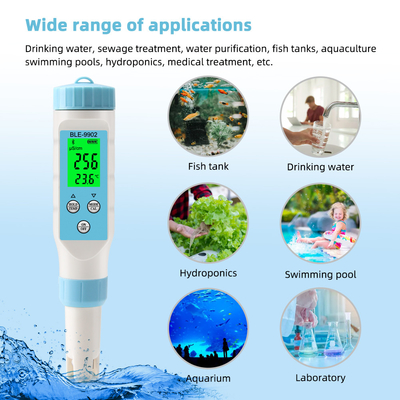 Yieryi BLE-9902 pH Meter con Bluetooth 3 in 1 EC e misurazione della temperatura per test accurati dell'acqua in piscine, serbatoi e giardini