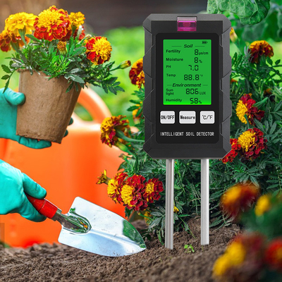 Detettore del suolo 6 in 1 -- PH, umidità, temperatura, luce, umidità, test di fertilità -- ideale per uso interno, esterno e giardino