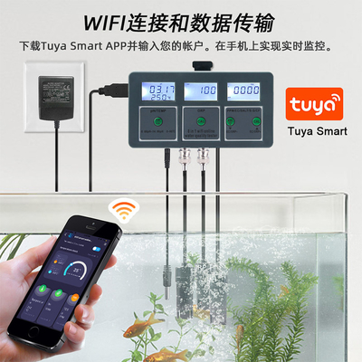 Tester di qualità dell'acqua Wi-Fi intelligente 8 in 1 Monitoraggio remoto Ideale per acquari, piscine, laboratori e acqua potabile