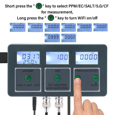 Kit di prova dell'acqua professionale 8-in-1 Analisi completa Controllo APP intelligente Sensori ad alta precisione