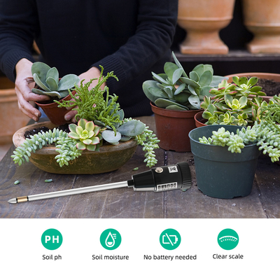 Tester di pH e umidità del suolo 2 in 1 - letture accurate per il giardinaggio e l'agricoltura