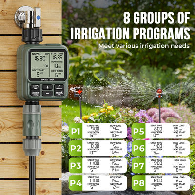 Timer di irrigazione intelligente per giardini programmabile in 8 zone con LCD