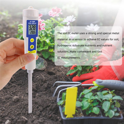 Tester di temperatura EC del suolo 2 in 1, misuratore impermeabile con intervallo 0,00 - 4,00 mS/cm per giardino/idroponica/piante