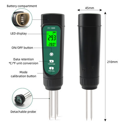 Kit di analisi del suolo 3 in 1 - EC (0,01-20,00 ms/cm), misuratore di umidità e temperatura per giardini e idroponica