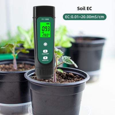 Kit di analisi del suolo 3 in 1 - EC (0,01-20,00 ms/cm), misuratore di umidità e temperatura per giardini e idroponica