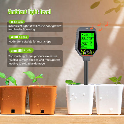 Kit di test del suolo 6 in 1 Umidità/pH/Fertilità/Luce solare/EC/Temp Meter per giardini, aziende agricole e piante d'interno