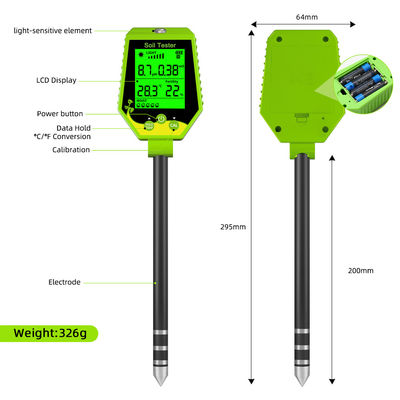Kit di test del suolo 6 in 1 Umidità/pH/Fertilità/Luce solare/EC/Temp Meter per giardini, aziende agricole e piante d'interno