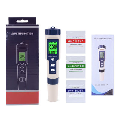 Tester di qualità dell'acqua 5 in 1 PH/TDS/EC/Salinità/Temperatura per acquario domestico e laboratorio