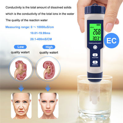 Tester di qualità dell'acqua 5 in 1 PH/TDS/EC/Salinità/Temperatura per acquario domestico e laboratorio