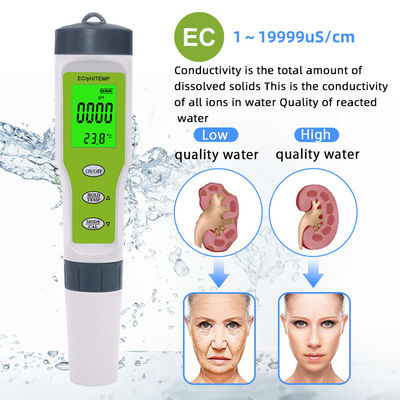 Tester 3 in 1 per la qualità dell'acqua - Misuratore pH/EC/Temp con ATC per casa, acquario e laboratorio