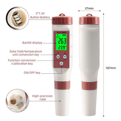 Smart 4 in 1 Water Quality Tester con Bluetooth - pH/TDS/EC/Temp Meter per la casa, l'idroponica e il laboratorio