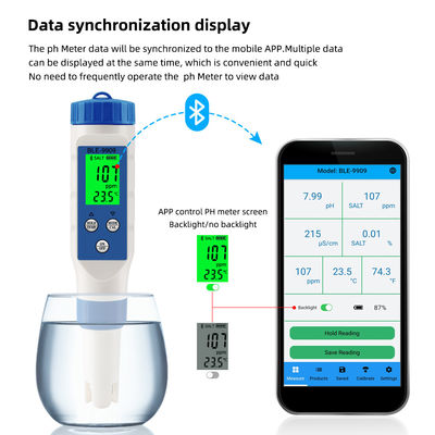 Smart 5 in 1 Bluetooth Water Quality Tester - pH/TDS/EC/Salt/Temp Meter per la casa, l'acquacoltura e l'idroponica