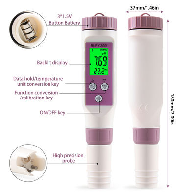 Smart 7 in 1 Bluetooth Water Quality Tester - pH/EC/TDS/ORP/Salt/S.G/Temp Meter per la casa, il laboratorio e l'acquacoltura