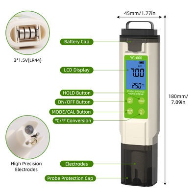 Tester dell'acqua 7 in 1 PH / TDS / EC / ORP / S.G / sale / temperometro per misurazioni in laboratorio in piscina domestica