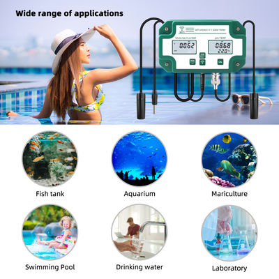 Tester di qualità dell'acqua 6 in 1 con WiFi Monitor remoto PH / TDS / EC / Sale / S.G / Temperatura per acquario, piscina, laboratorio