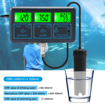 Misuratore di PH digitale multifunzione WiFi Tuya App – 7-in-1 PH, EC, ORP, TDS, UR%, CF, Temperatura Tester online per l'analisi della qualità dell'acqua