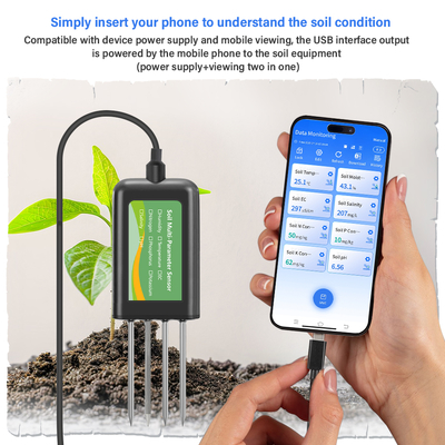 Sensore del suolo 8 in 1 per Android NPK PH umidità EC salinometro