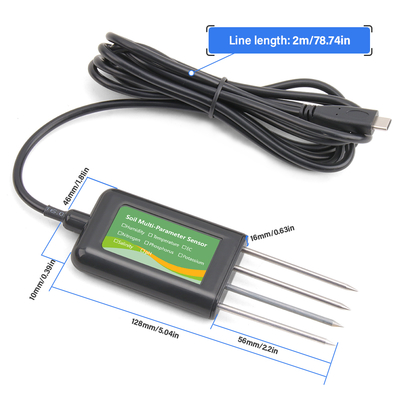 Sensore intelligente 8-in-1 per suolo: NPK, EC, pH, temperatura, umidità, analizzatore multiparametrico USB per agricoltura di precisione