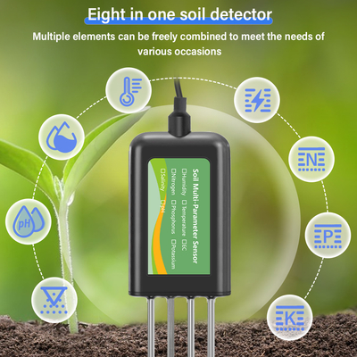 Sensore intelligente 8-in-1 per suolo: NPK, EC, pH, temperatura, umidità, analizzatore multiparametrico USB per agricoltura di precisione