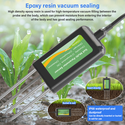 Sensore intelligente 8-in-1 per suolo: NPK, EC, pH, temperatura, umidità, analizzatore multiparametrico USB per agricoltura di precisione