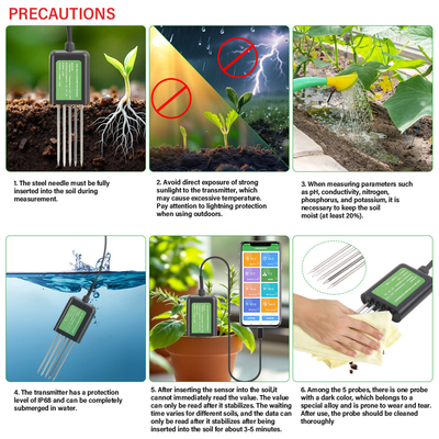 Sensore del suolo USB 7-in-1 Tester del suolo Agricoltura EC PH NPK Nutrienti per Android