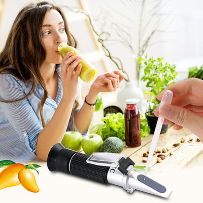 Refrattometro ottico Brix portatile 0-90 per la misurazione dello zucchero nel miele, nei succhi di frutta e nelle bevande