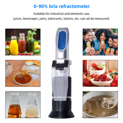 Refrattometro ottico Brix portatile 0-90 per la misurazione dello zucchero nel miele, nei succhi di frutta e nelle bevande
