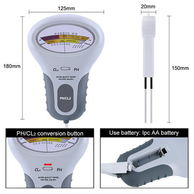 CL2 Tester 2 in 1 qualità dell'acqua PH & cloro PC-102 - Dispositivo di prova della qualità dell'acqua per piscine e acquari