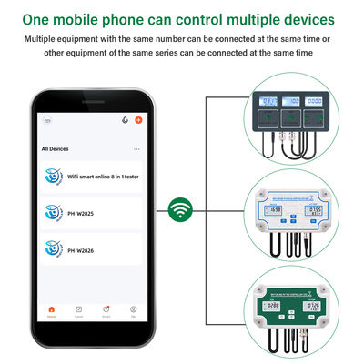 Smart Tuya WiFi 8 in 1 Digital PH Meter with Data Logger Function and DC6V Power Supply for Hydroponic and Landscaping Applications