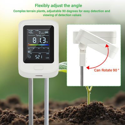 Tester del suolo 6-in-1 con display LED Ricaricabile USB Type-C e schermo LCD ruotabile per giardinaggio e agricoltura