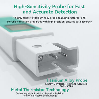 TDS-metro ad alta precisione per sondaggio di acque in lega di titanio durevole con gamma TDS da 0 a 9999 ppm e misurazione del pH multiparametrale