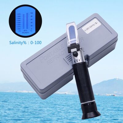 Refrattometro di salinità portatile 0-100% con gamma 1.000-1.070SG per test di acquario e acqua di mare