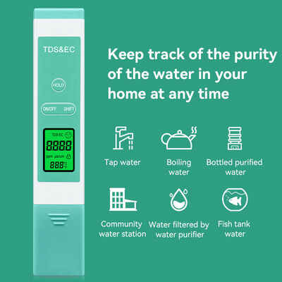 TDS-metro ad alta precisione per sondaggio di acque in lega di titanio durevole con gamma TDS da 0 a 9999 ppm e misurazione del pH multiparametrale