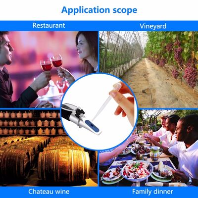 Refrattometro portatile ad alta precisione e tester di alcol con intervalli di misura 0-40%Brix, 0-25%Vol e 0-22Baume