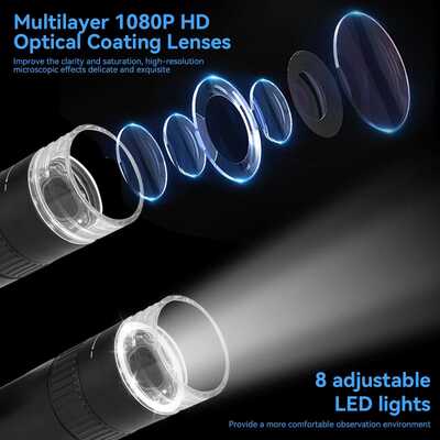 Microscopio Digitale Portatile 50X-1000X con Schermo IPS da 2" e 8 LED Regolabili per Osservazione ad Alta Definizione