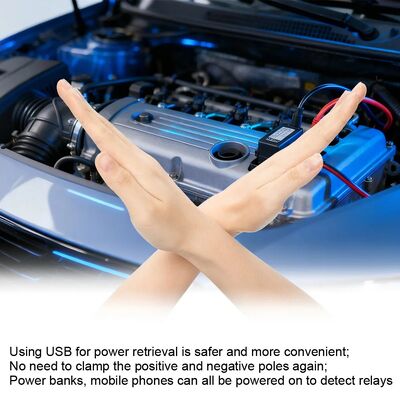 12V Automotive Relay Tester with USB Power Supply and LED Indicator - Portable Car Relay Checker for 12V Systems
