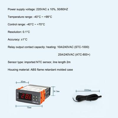 STC-1000 Termostato Digitale Regolatore di Temperatura con Display LCD Risoluzione 0.1°C e Allarme Alta Temperatura