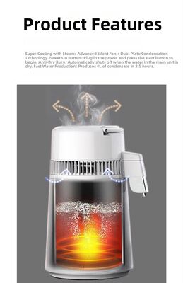 Distillatore di acqua Fuyao K40107 750W 4L in acciaio inossidabile SUS304 per uso domestico, di laboratorio e dentistico