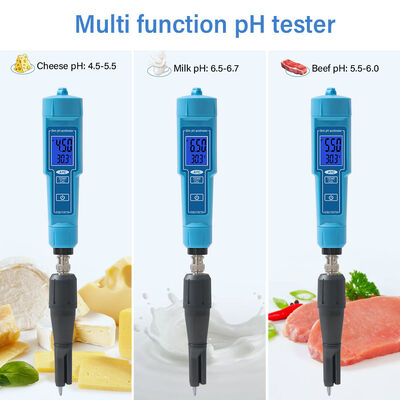 Misuratore di pH digitale 2 in 1 con display a LED e precisione di 0,01 pH per pelle, frutta e carne