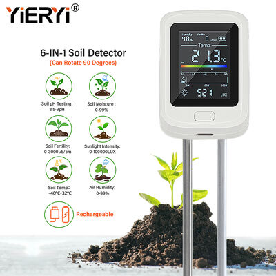 6-in-1 Soil Test Meter with LCD Backlit Screen and Type-C USB Charging for Accurate Soil Analysis