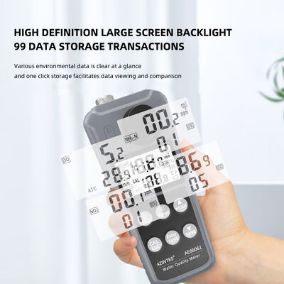 Meditore di qualità dell'acqua multiparametrale digitale AE86061 6 in 1 con compensazione automatica della temperatura e risoluzione di 0,1 mg/L per allevamenti di gamberetti